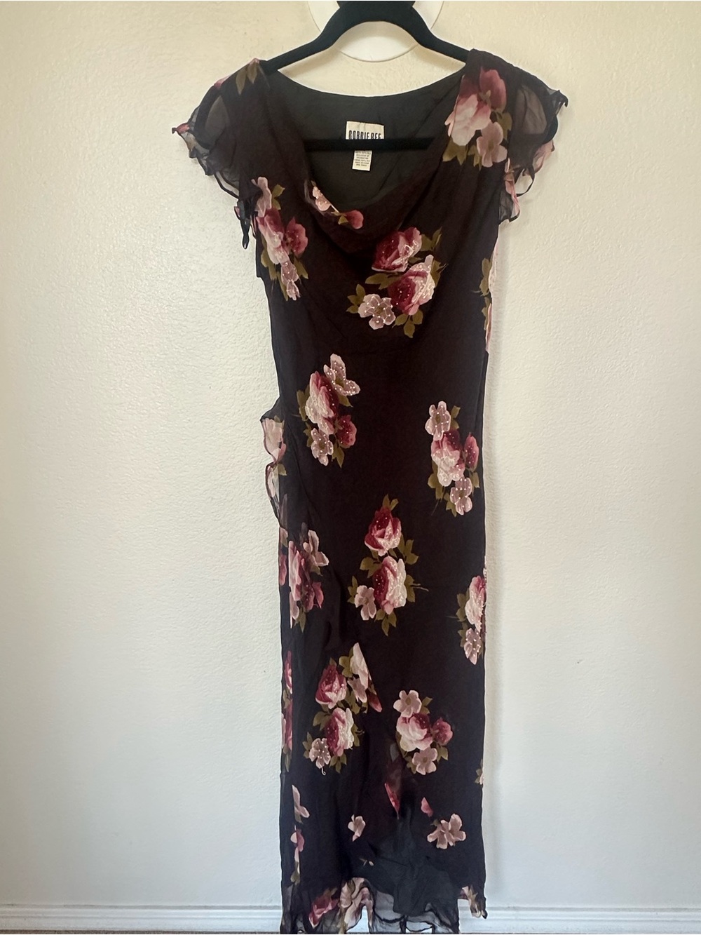 Vintage Robbie Bee 100% Silk Floral Embroidered Gown